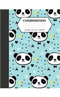Composition: Book - Wide Ruled - Cute Notebook with Panda Pattern Mint - Journal for Students / Teachers - 7.44 x 9.69(Back to School Notebooks)