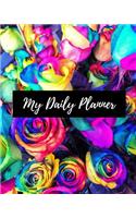 Cute Rose Photo Floral Daily Planner - Glossy Cover - 150 Page Paperback Journal 8x10