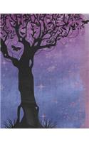 Notebook: 8.5 X 11 202 Lined Pages Stars Tree Silhouette Vector Notebook