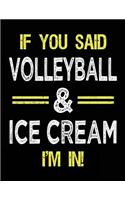 If You Said Volleyball & Ice Cream I'm in: Unlined Blank Sketch Book