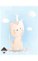 Notebook: baby dog and cat on blue cover and Dot Graph Line Sketch pages, Extra large (8.5 x 11) inches, 110 pages, White paper, Sketch, Notebook journal(1 Notebook)