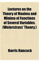 Lectures on the Theory of Maxima and Minima of Functions of Several Variables. (Weierstrass' Theory.)