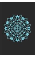 Mandala Notebook: Floral Notebook/ Diary Gift,120Pages, Size 6 x 9 in, White Lined Paper - Personal Journal /Black & Aqua Notebook