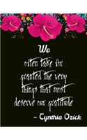 We often take for granted the very things that most deserve our gratitude - Cynthia Ozick