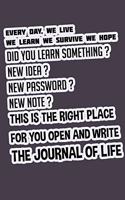 The Journal Of Life, Did You Learn Something, New Note, New Password This NootBook Made For You