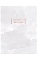 Graph Paper Notebook: White Quartz Marble - 8.5 x 11 - 5 x 5 Squares per inch - 100 Quad Ruled Pages - Cute Graph Paper Composition Notebook for Children, Kids, Girls, Te