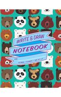 Happy Bears Write & Draw Notebook for Boys & Girls (Ages 3 & up) / 100 Pages / 50 Sheets / Size