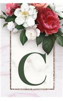 Monogram Letter C Journal: 200 Pages, Monogram Letter C with Pretty Green Color Blank Lined Diary (Floral Notebook)