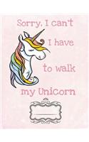 Walking My Unicorn Composition Notebook