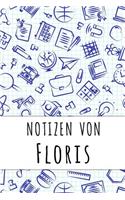 Notizen von Floris: Kariertes Notizbuch mit 5x5 Karomuster für deinen personalisierten Vornamen