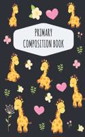 Giraffe Primary Composition Book: Pretty Giraffe Primary Composition Notebook K-2 - With Picture Space: Draw Top Lines Bottom - Kindergarten Elementary School - Large Draw and Write 