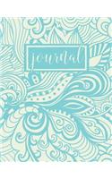 Journal: Teal & Ivory Abstract Floral Swirls: Large Format Journal & Notebook