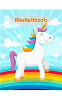 Sketchbook: Cute Unicorn Sketchbook for Kids, Girls and Teenage: 110 Pages of 8.5"x11" Blank White Paper for Drawing, Doodling or Sketching and Activity Book fo