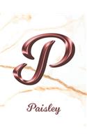 Paisley: 1 Year Weekly Planner with Note Pages (12 Months) - White Marble Rose Gold Pink Effect Letter P - 2020 - 2021 - Week Planning - Monthly Appointment 