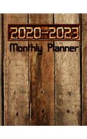 2020-2023 Monthly Planner: Men's Wood Plank Large 4 Year, Schedule Notebook (109 pages, 48 months, 8.5 x 11 lined 2 column notes, Holidays noted)