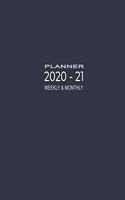 2020-2021 Two Year Planner: Diary, Organizer and Office Planner for Two Years - Include Year Calendar, Priorities and To Do List - Minimalistic Design Navy Blue
