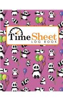 Time Sheet Log Book: Employee Time Tracking Software, Timesheet Daily, Time Record Sheet Template, Work Hours Tracker Machine, Cute Panda Cover