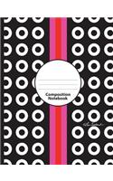 Black White Circle Red Pink Stripe Composition Notebook