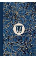 Monogram W Marble Notebook (Blue Ginger Edition): Blank Lined Marble Journal for Names Starting with Initial Letter W