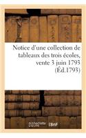 Notice d'Une Collection de Tableaux Des Trois Écoles, Vente 3 Juin 1793: (Arts)