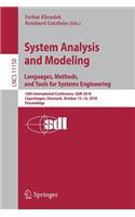 System Analysis and Modeling. Languages, Methods, and Tools for Systems Engineering