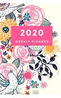 2020 Weekly Planner: 12 Month Weekly View Calendar, Organizer & Journal: Floral and Bird Design