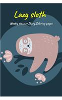 Lazy Sloth, Weekly planner, Diary, Coloring pages