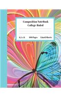 Composition Notebook College Ruled Lined Sheets: Large Pretty Under 10 Dollar Notebook Paper Back to School Rainbow Butterfly Marble Style Gifts and Home Schooling Writing Notes For Girls Boys Teen