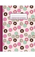 Composition Notebook: Donuts Pattern Cover Design - Wide Ruled - 120 Blank Lined Pages - 8.5" X 11" - Matte Finished Soft Cover