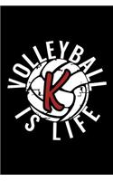 K Monogram Initial Volleyball Journal