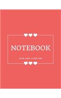 Notebook Extra Large: Coral Pink: Notebook 8.5 X 11: Notebook 400 Pages