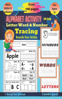 Alphabet activity with letter-word and number tracing book for kids