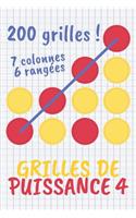 Grilles de Puissance 4: Cahier de 100 pages pour 200 grilles à remplir - 7 colonnes x 6 rangées - Carnet de Jeux personnalisé pour défier ses amis, sa famille, ses collègue
