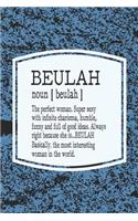 Beulah Noun [ Beulah ] the Perfect Woman Super Sexy with Infinite Charisma, Funny and Full of Good Ideas. Always Right Because She Is... Beulah: First Name Funny Sayings Personalized Customized Names Women Girl Mother's Day Gift Notebook Journal