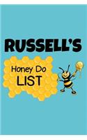 Russell's Honey Do List: Personalized Honey-Do Notebook for Men Named Russell - Cute Lined Note Book Pad - Novelty Notepad w/ Lines - Bee Honey To Do List Journal for Men, H