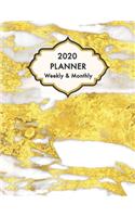 2020 Planner Weekly and Monthly Marble White Gold