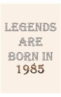 Legends Are Born In 1985 Notebook