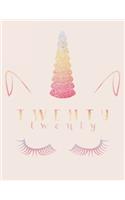 2020 Daily Diary: A4 Day on a Page to View Full DO1P Planner Lined Writing Journal - Baby Pink with Rainbow Glitter Magical Unicorn