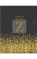 Personalised 2020 Diary Week To View Planner: A4, Gold Letter Z (Sparkle Christmas Diary) Organiser And Planner For The Year Ahead, School, Business, Office, Work, University