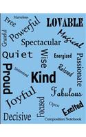 Affirmation Words Composition Notebook: Affirmation Words Composition Notebook - 8.5 x 11 - 200 pages (100 sheets) College Ruled Lined Paper. Glossy Light Blue Cover.