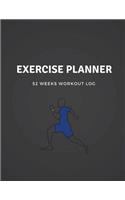 Exercise Planner: 52 Weeks Workout Log Food Journal Planner Great for recording all your Exercise Large size 54 Page