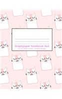 Graphpaper Notebook 4x4: Cute cats design 100 pages of graph paper with bigger squares for younger students(12 4x4 Graph Paper for Younger Students)