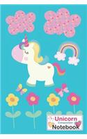 Unicorn Composition Notebook: Blue Unicorn Notebook for Girls Boys School