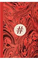 Monogram Symbol Hashtag Internet Marble Notebook (Regency Red Edition)