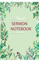 Floal Sermon Notebook Watercolor: Bible Study Notebook Green Watercolor Write Record Remember and Reflect for Women