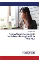 Test of Macroeconomic Variables Through Apt in the Asx