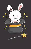 Magician Notebook: Bunny Rabbit Magic Hat Wand Magician Wizard Witcher Gift 6x9 College Ruled 120 Pages Student Teacher School