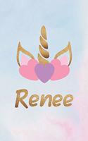 Renee: Personalized First Name Unicorn Gift Birthday Girl Notebook Journal 104 Pages