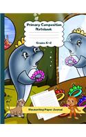 Primary Composition Notebook Grades K-2 Handwriting Paper Journal: Dolphin Background Dashed Mid Line School Exercise Book Plus Sketch Pages for Boys and Girls(51 Efrat Haddi Handwriting Practice Paper)