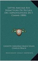 Lettre Amicale Aux Redacteurs Du Recueil Des Improvisations De F. Gianni (1808)